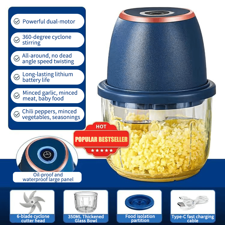 ⏰💗LAST DAY SALE 50% OFF! ⚡ Powerful Large-Capacity Electric Food Chopper – Robust Motor & Stainless Steel Blades 🔪⏱️