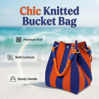 👜New arrival 50% OFF!🌊Striped Knit Bucket Bag – Handwoven, Rope Handle, Spacious ✨