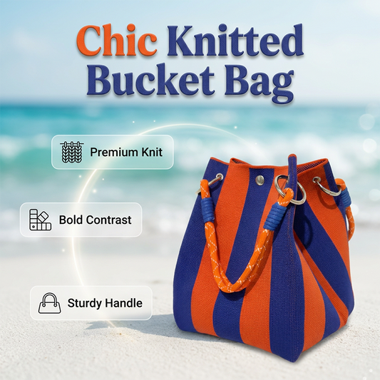 👜New arrival 50% OFF!🌊Striped Knit Bucket Bag – Handwoven, Rope Handle, Spacious ✨