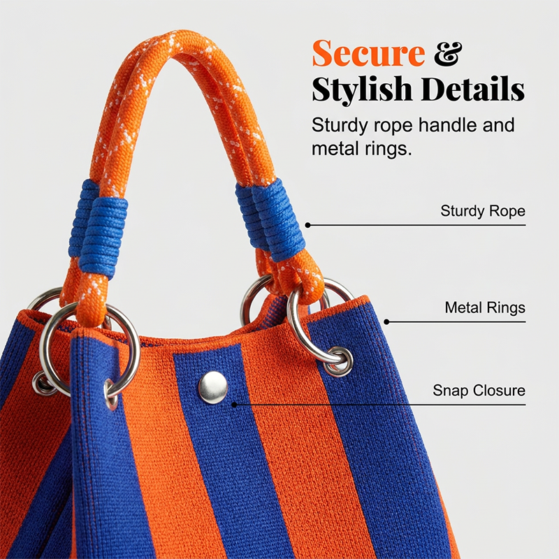 👜New arrival 50% OFF!🌊Striped Knit Bucket Bag – Handwoven, Rope Handle, Spacious ✨