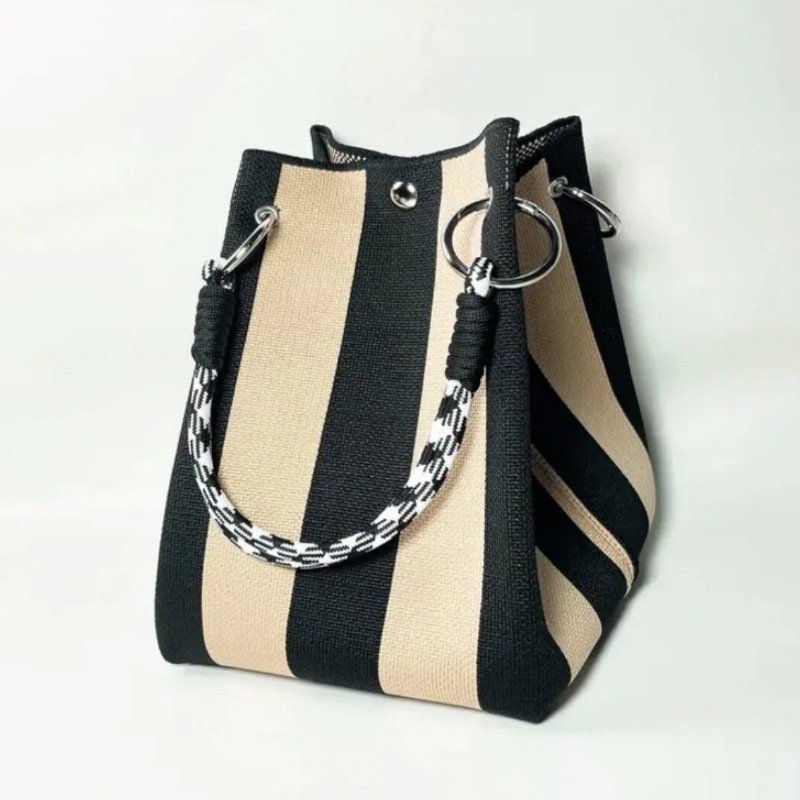 👜New arrival 50% OFF!🌊Striped Knit Bucket Bag – Handwoven, Rope Handle, Spacious ✨