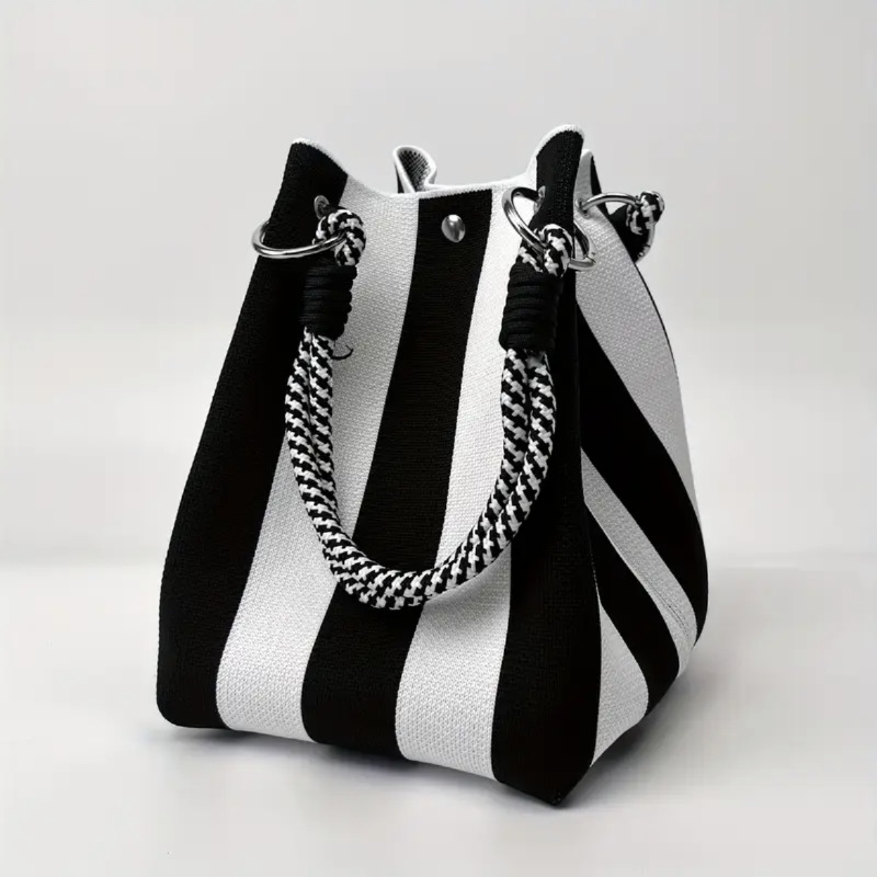 👜New arrival 50% OFF!🌊Striped Knit Bucket Bag – Handwoven, Rope Handle, Spacious ✨