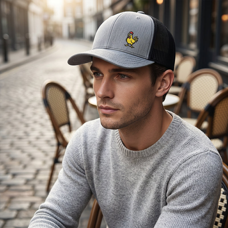 Witty Chicken Embroidered Snapback Cap