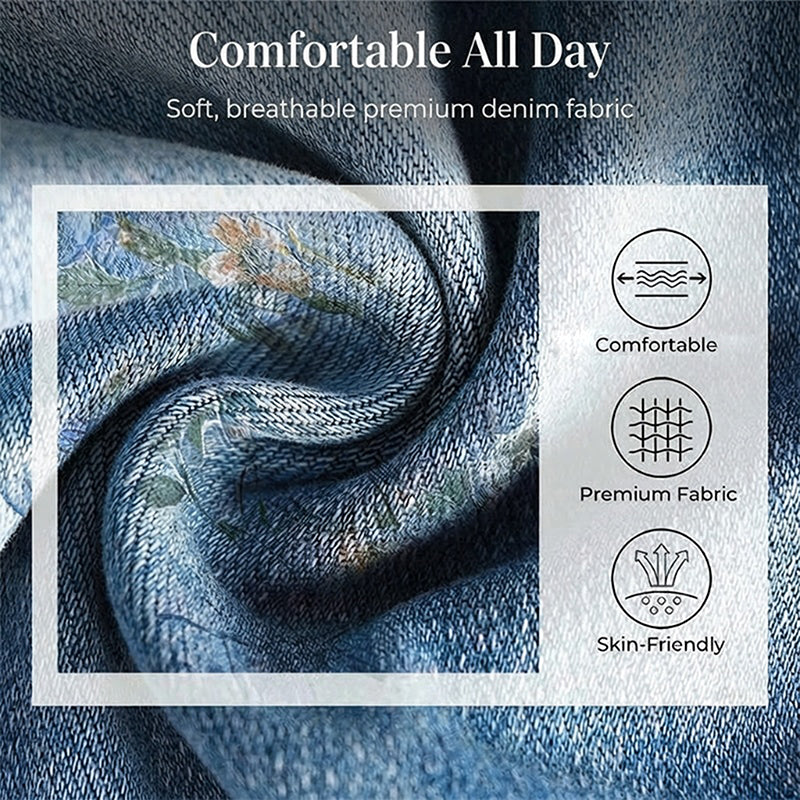 👖 LIMITED-TIME 50% OFF! ✨ Women's Floral Print Jeans – Straight-Leg, Denim, Elegant ✨