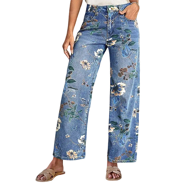 👖 LIMITED-TIME 50% OFF! ✨ Women's Floral Print Jeans – Straight-Leg, Denim, Elegant ✨