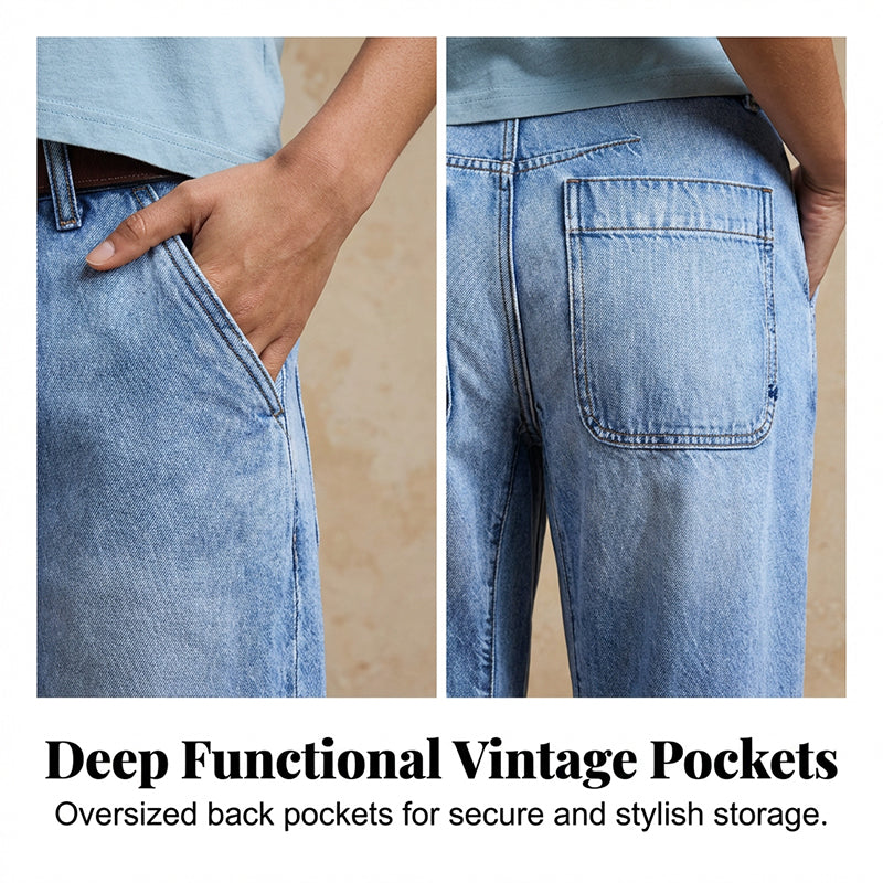 👖 LIMITED-TIME 50% OFF! ✨ Women's Cropped Barrel Jeans – High Waisted, Wide Leg, Vintage ✨