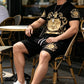 👑 LIMITED-TIME 50% OFF! ✨ Men's Gold Crest Print Set – T-Shirt & Shorts, Luxe Casual ✨