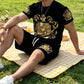 👑 LIMITED-TIME 50% OFF! ✨ Men's Gold Crest Print Set – T-Shirt & Shorts, Luxe Casual ✨