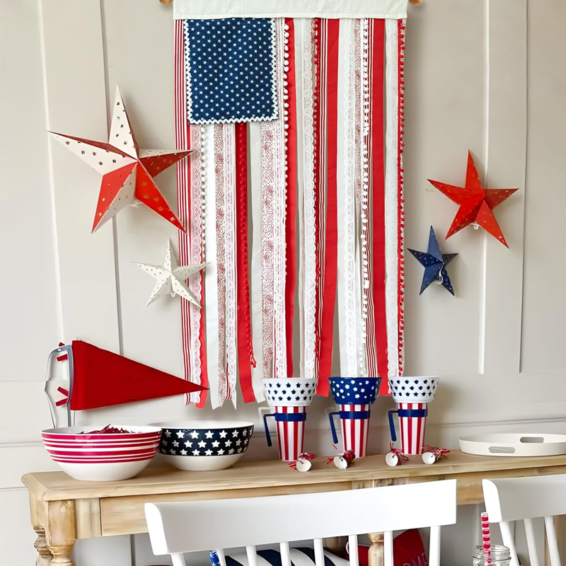 Rustic Patriotic Fabric Flag for Home Decor