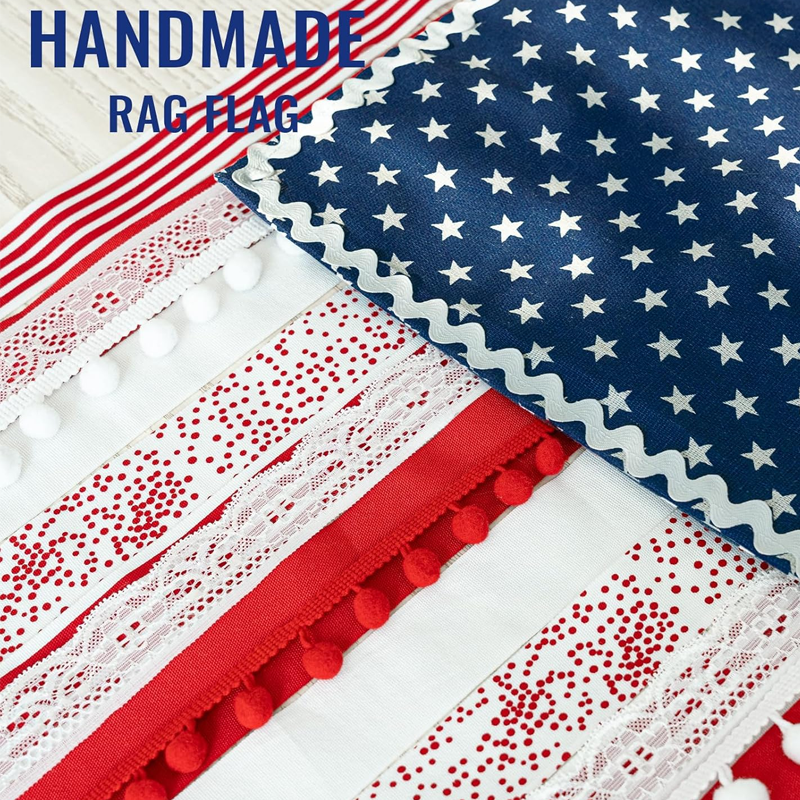 Rustic Patriotic Fabric Flag for Home Decor