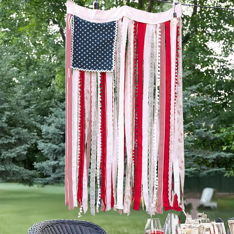 Rustic Patriotic Fabric Flag for Home Decor