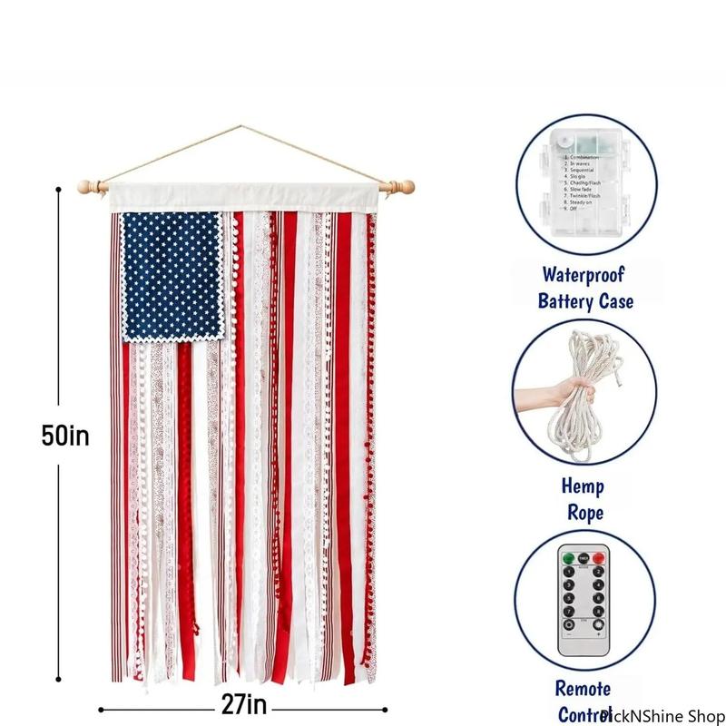 Rustic Patriotic Fabric Flag for Home Decor
