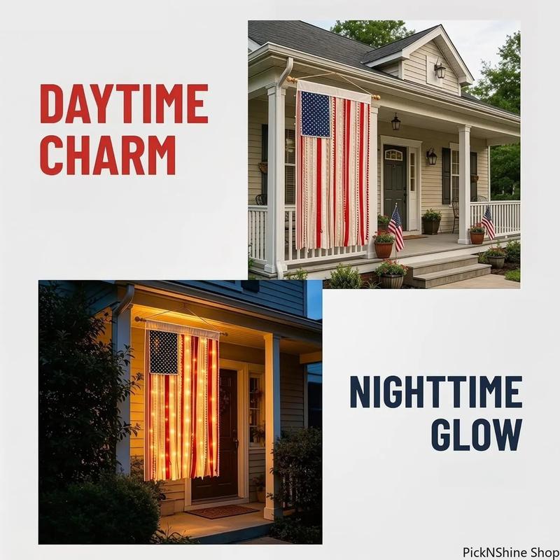 Rustic Patriotic Fabric Flag for Home Decor