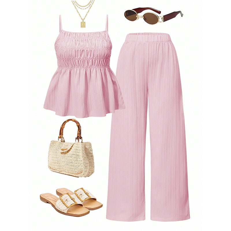 📢📢50% OFF !! ⏰Women's Casual Cami Top & Wide-Leg Pants Set