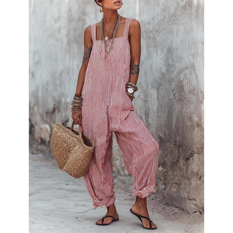 ⏳Time-Limited Special⏰Women's Casual Striped Spaghetti Strap Jumpsuit