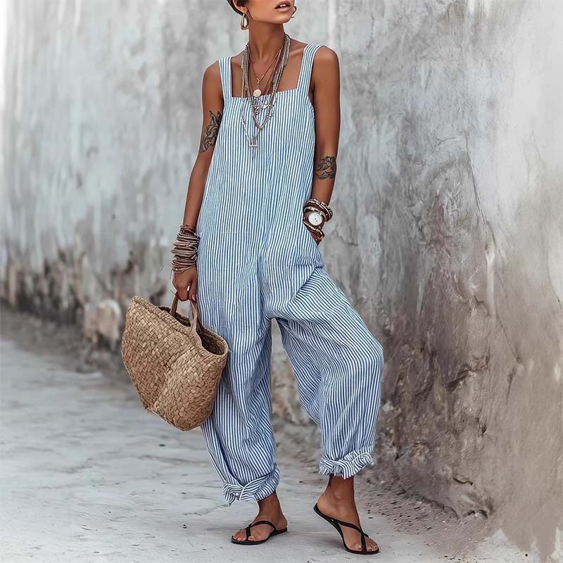 ⏳Time-Limited Special⏰Women's Casual Striped Spaghetti Strap Jumpsuit