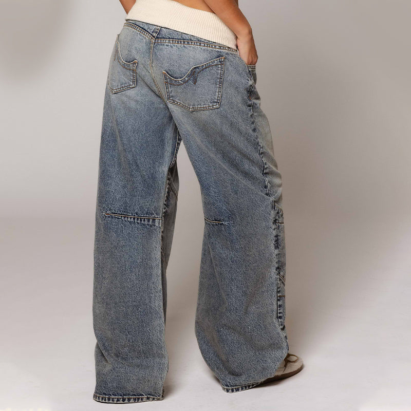 Women's Vintage Low-Rise Wide-Leg Jeans