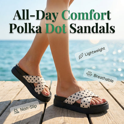 Women's Polka Dot Cross-Strap Platform Slides