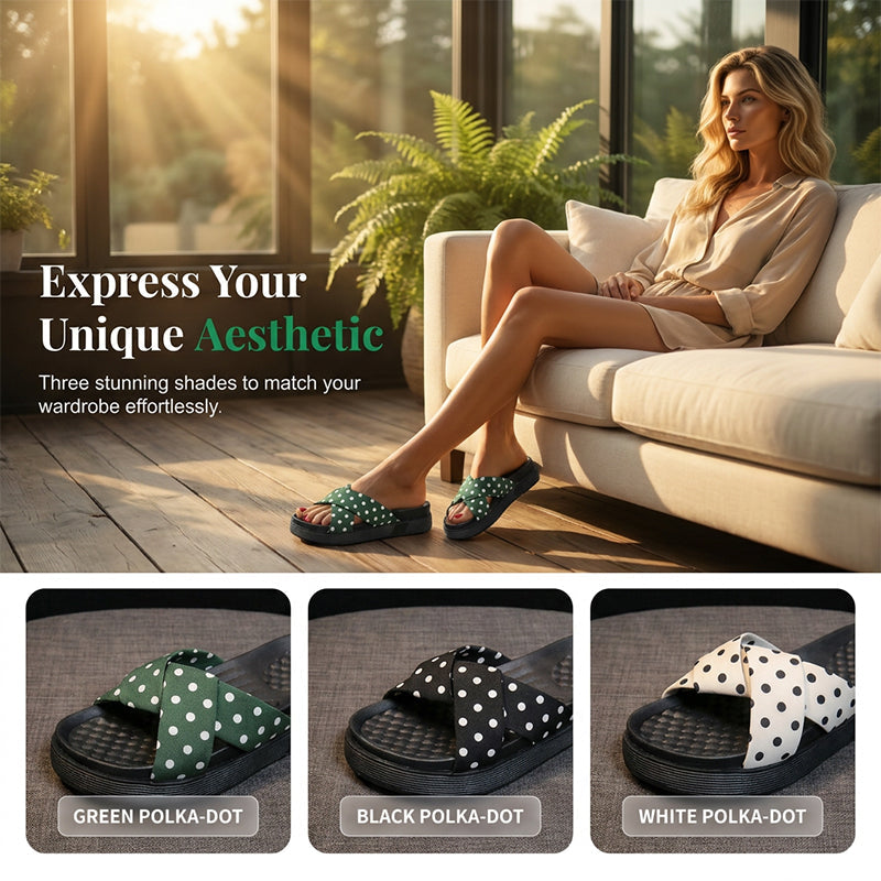 Women's Polka Dot Cross-Strap Platform Slides