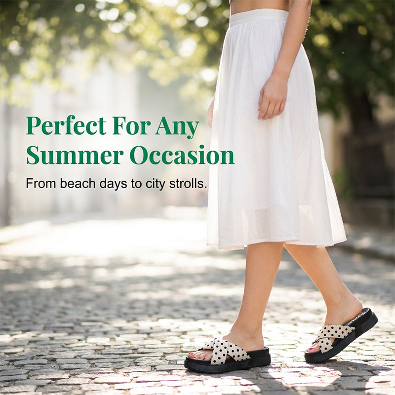 Women's Polka Dot Cross-Strap Platform Slides
