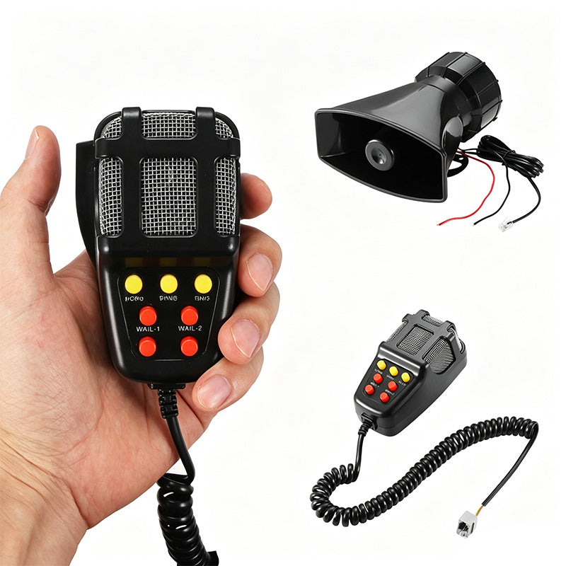 12V Power Car Exterior Sound Speaker Kit with Mic, 7-Tone Horn, Car Alarm, Loud Sound, ABS Plastic Universal Vehicle Horn Accessory, Accessories For Car, Auto Accessories