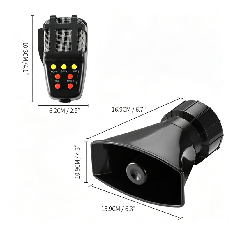 12V Power Car Exterior Sound Speaker Kit with Mic, 7-Tone Horn, Car Alarm, Loud Sound, ABS Plastic Universal Vehicle Horn Accessory, Accessories For Car, Auto Accessories