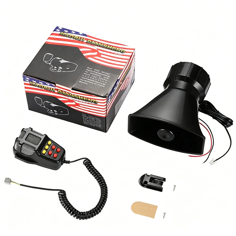 12V Power Car Exterior Sound Speaker Kit with Mic, 7-Tone Horn, Car Alarm, Loud Sound, ABS Plastic Universal Vehicle Horn Accessory, Accessories For Car, Auto Accessories