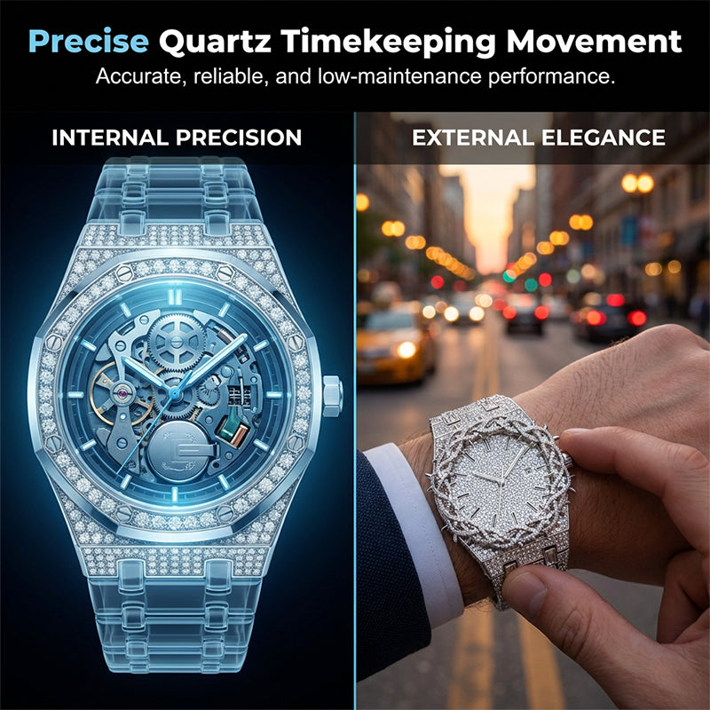 High-Luxury Diamond Quartz Watch