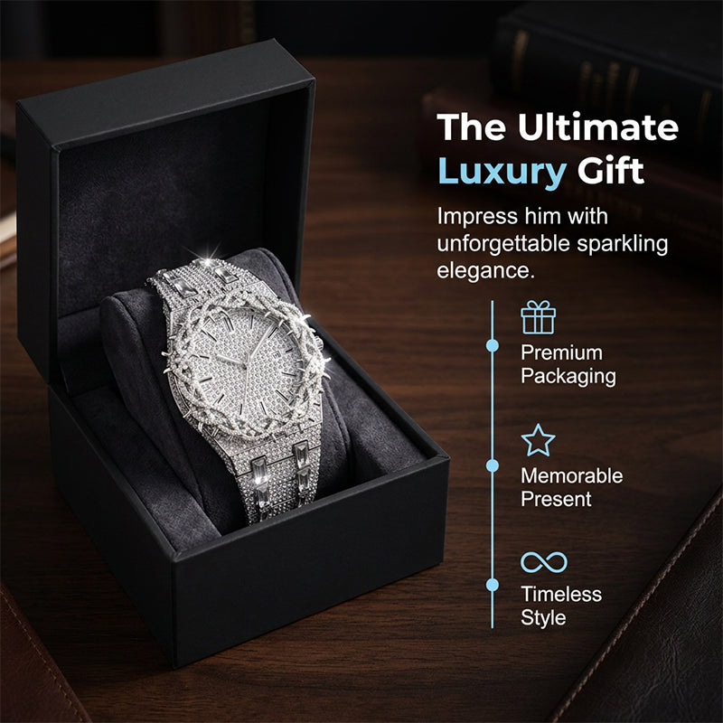 High-Luxury Diamond Quartz Watch