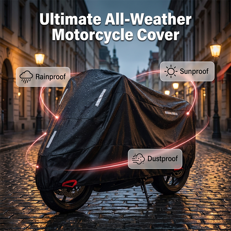 🏍️🌧️All-Weather Oxford Cloth Motorcycle Cover | UV-Resistant, Reflective Strips, and Reinforced Security Grommets🔆