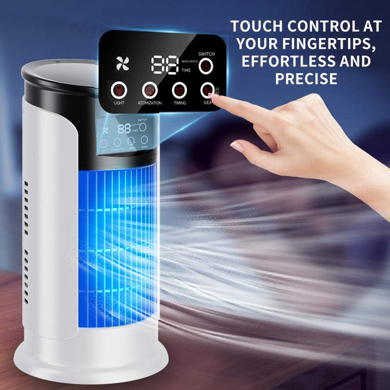 2026 New Evaporative Air Conditioner – Compact USB desk fan, personal cooler with a 300-ml tank, adjustable speed settings, timer, quiet operation, portable design for the nightstand