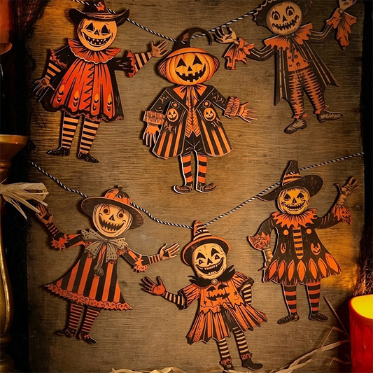 Vintage Halloween Wooden Wall Hanging Set