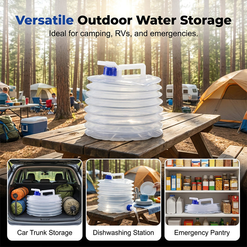 📢📢50% OFF !! ⏰Collapsible Food-Grade LDPE 4 Water Container with Spigot | Adjustable-Flow Tap,Fold-Flat Storage🧪