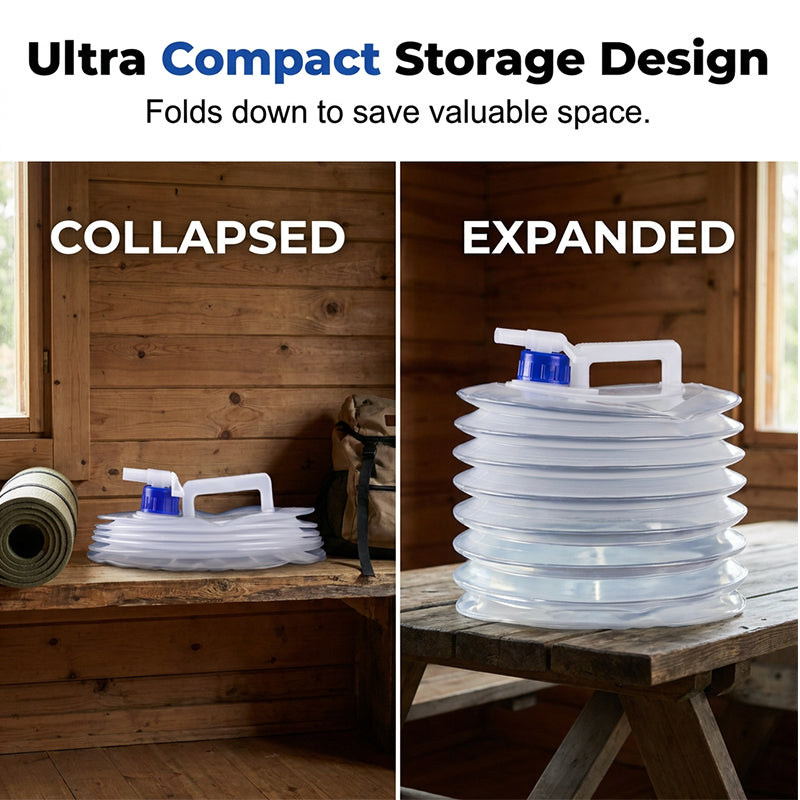 📢📢50% OFF !! ⏰Collapsible Food-Grade LDPE 4 Water Container with Spigot | Adjustable-Flow Tap,Fold-Flat Storage🧪