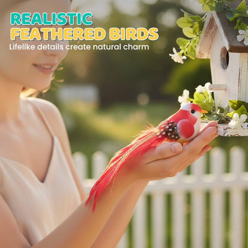 12 PCS Artificial Feathered Birds with Clips