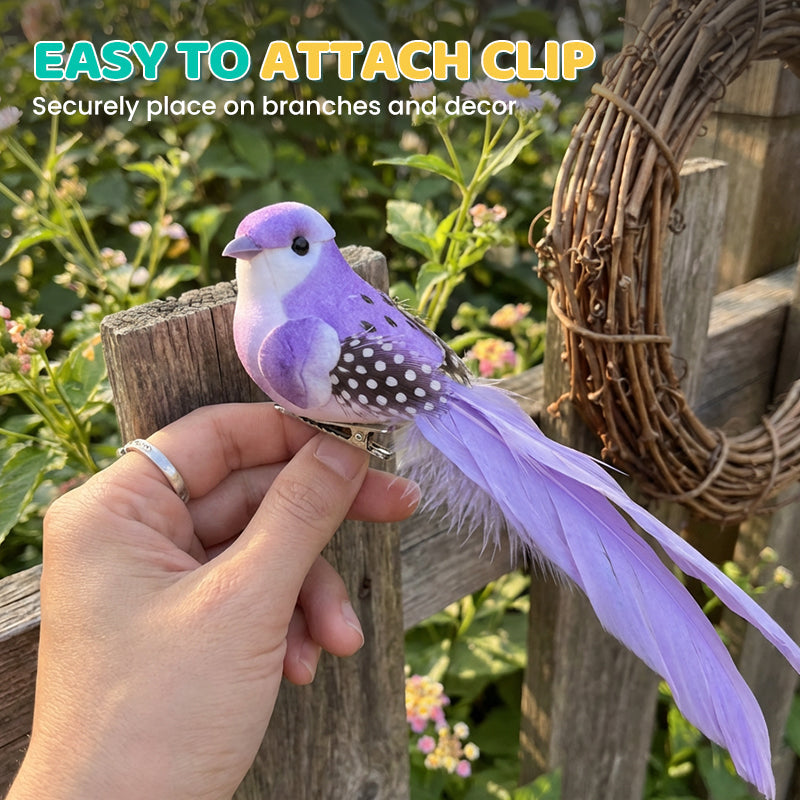 12 PCS Artificial Feathered Birds with Clips