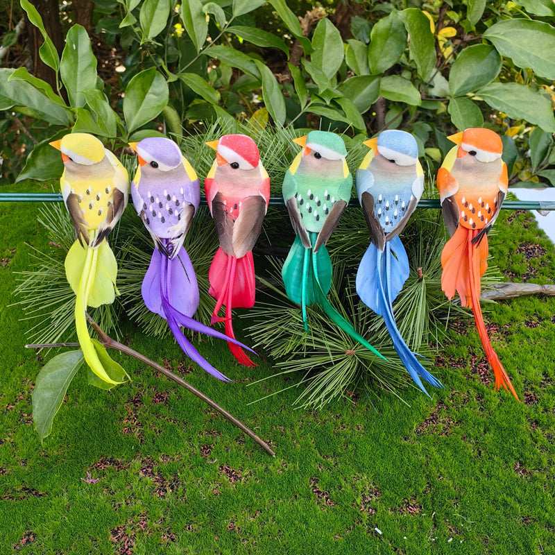 12 PCS Artificial Feathered Birds with Clips