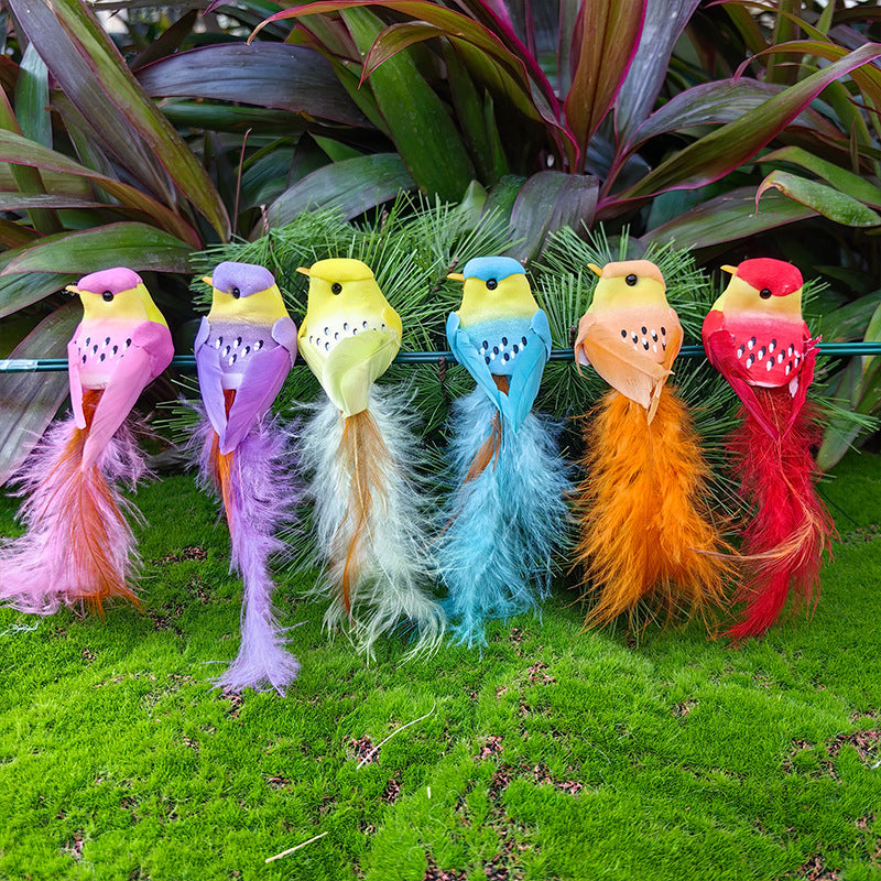 12 PCS Artificial Feathered Birds with Clips
