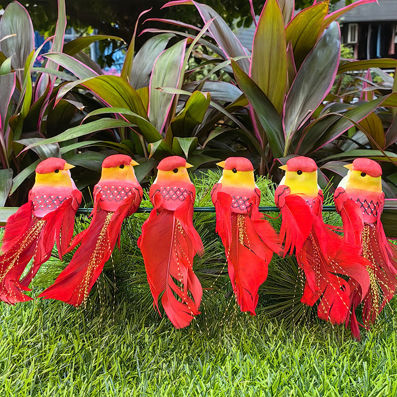 12 PCS Artificial Feathered Birds with Clips