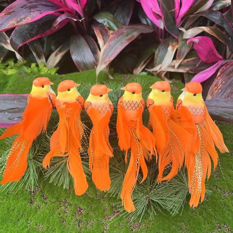 12 PCS Artificial Feathered Birds with Clips
