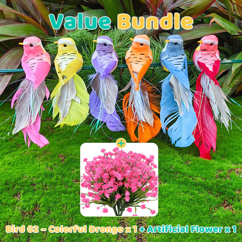 12 PCS Artificial Feathered Birds with Clips