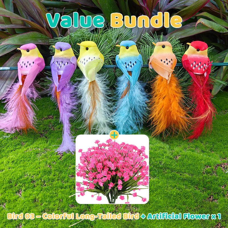 12 PCS Artificial Feathered Birds with Clips