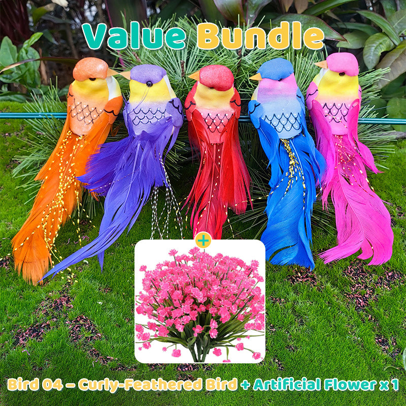 12 PCS Artificial Feathered Birds with Clips