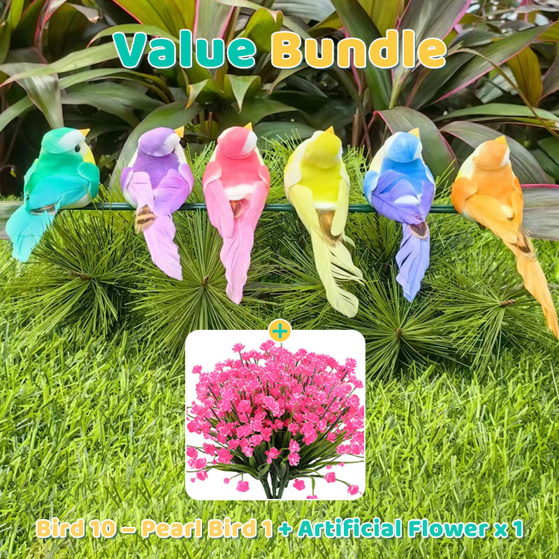 12 PCS Artificial Feathered Birds with Clips