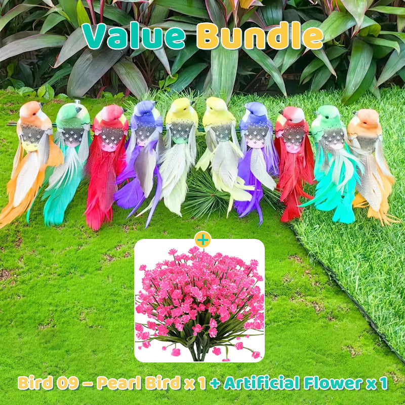 12 PCS Artificial Feathered Birds with Clips
