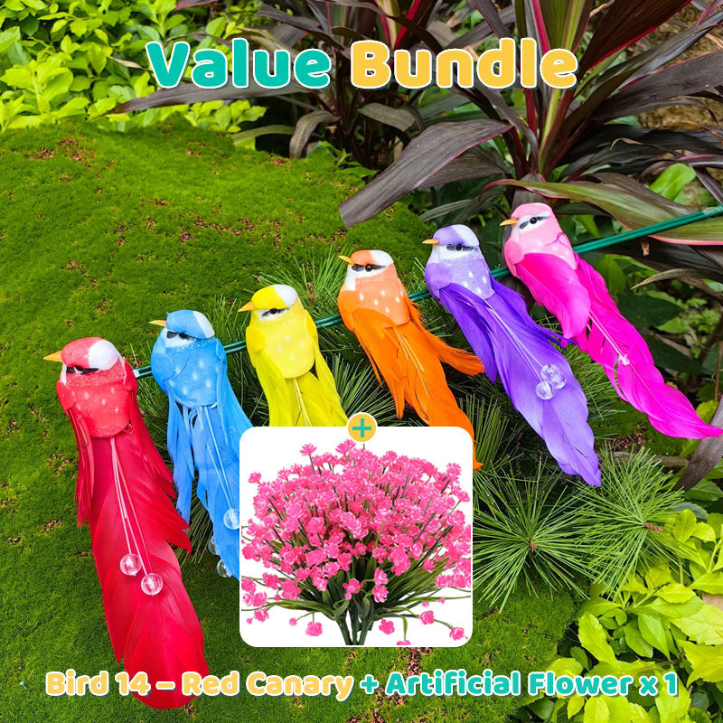 12 PCS Artificial Feathered Birds with Clips