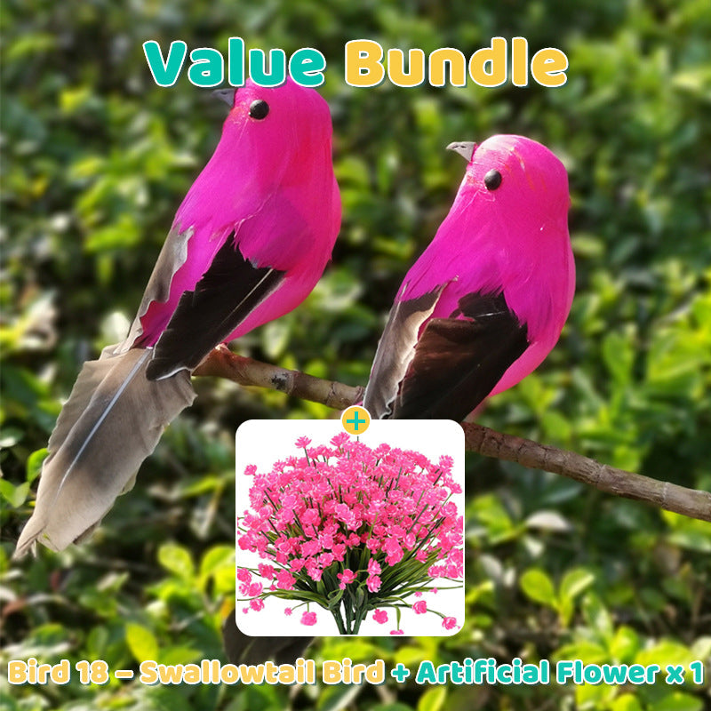 12 PCS Artificial Feathered Birds with Clips
