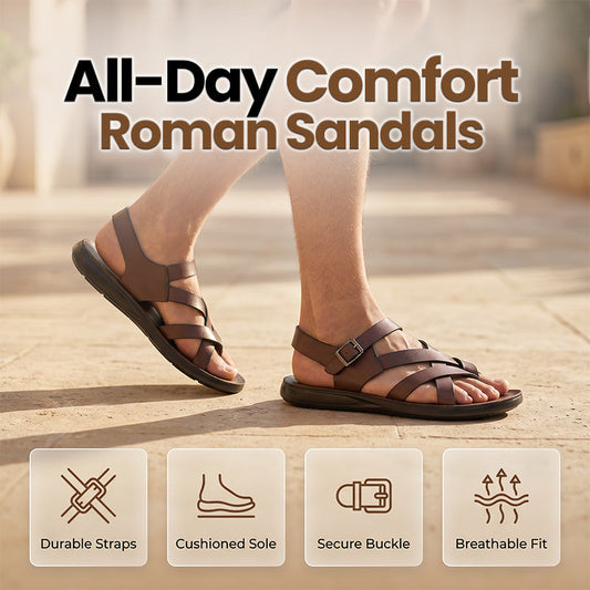 🌊Men Roman‑Style Sandals‑Soft‑Sole Summer Casual Beach‑Walking Shoes