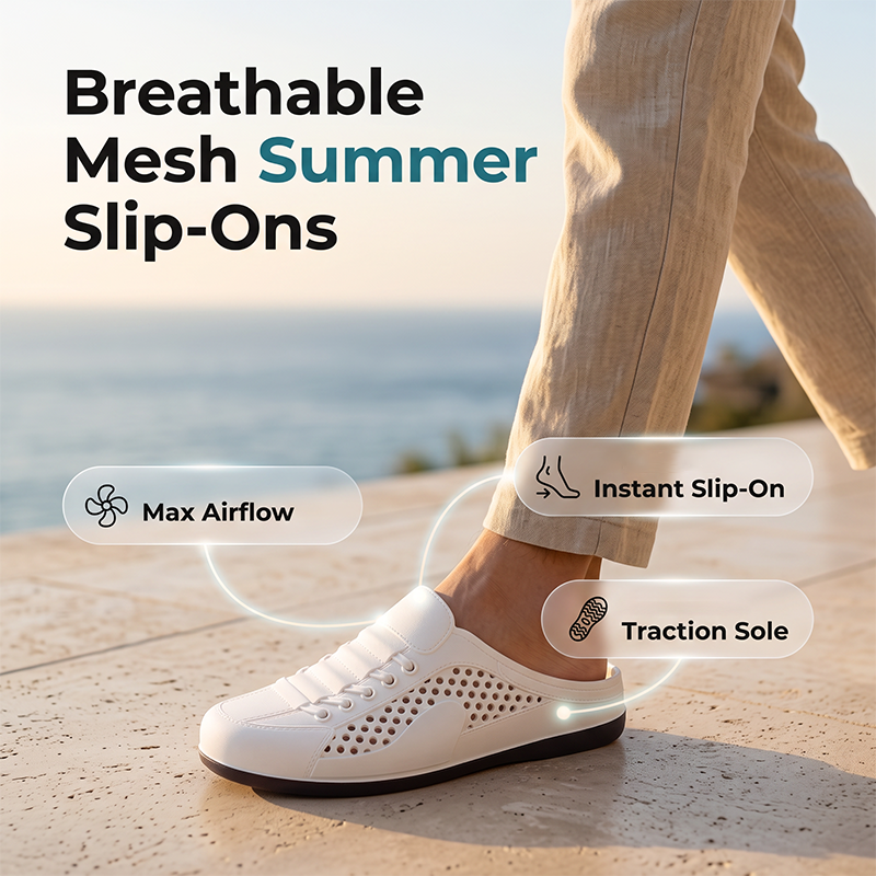 ⏳Limited-time 50% off⏰Summer Breathable Mesh Half Slippers | Slip On Casual Shoes👟