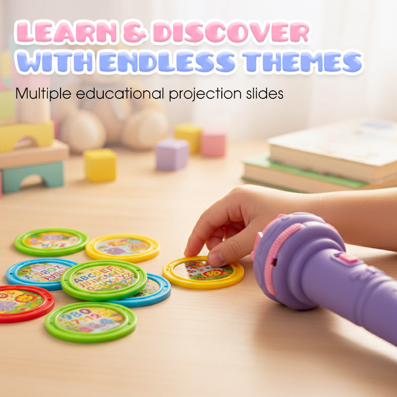 📢 LIMITED TIME 50% OFF! ⏰ Early Education Projector Torch for Kids 🔦 Click, Project & Learn – A Pocket-Sized Nighttime Adventure ✨